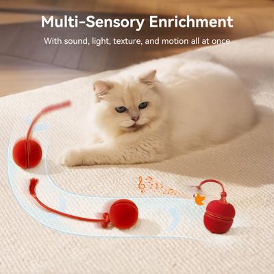 Show full view: Cheerble WIcked Ball Duo2 Bird Chirping Interactive Cat Toy, Red slide 4 of 10