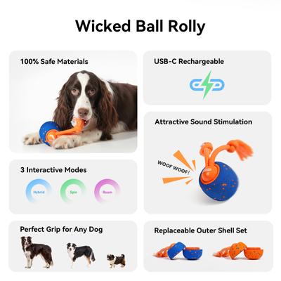 Show full view: Cheerble Wicked Ball Rolly Automatic Rotating Dog Toy, Blue slide 5 of 9