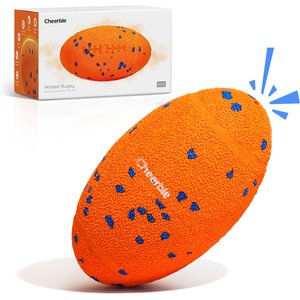 Cheerble ETPU Modern Interactive Rugby Ball Squeaky Dog Toy, Orange