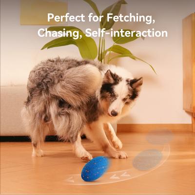 Show full view: Cheerble ETPU Modern Interactive Rugby Ball Squeaky Dog Toy, Blue slide 7 of 11