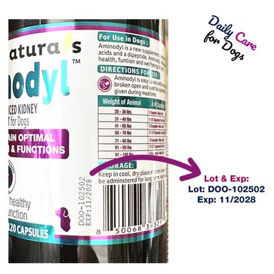 Show full view: Aminodyl 1100mg Capsule Kidney Support Supplement for Dogs, 120 count slide 7 of 10