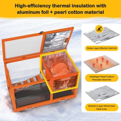Show full view: Coziwow 36.5-Inch Double-Decker Wooden Insulated Rabbit Hutch with Wheels, Orange slide 7 of 9