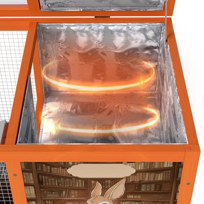 Show full view: Coziwow 36.5-Inch Double-Decker Wooden Insulated Rabbit Hutch with Wheels, Orange slide 3 of 9