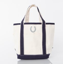 CB Station Personalized Handy Open Tote Bag, Small, Navy, Horseshoe