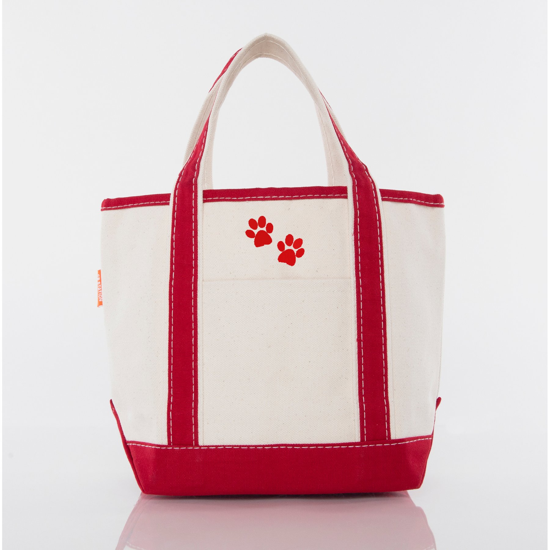 CB Station Handy Open Tote Bag, Small, Red, FootPrints