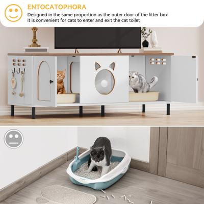 Show full view: Wooflex Wooden Scratching Pad & Hanging Hooks Cat Litter Box Enclosure, White, 18.8 x 20.4 x 59-in slide 5 of 6