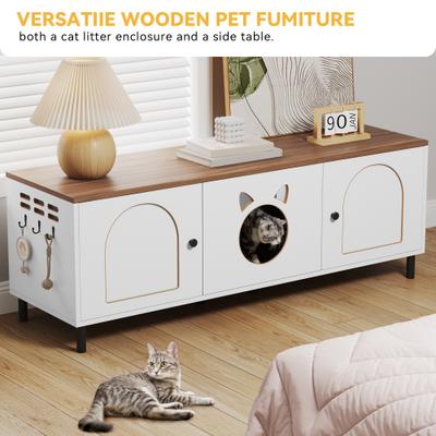 Show full view: Wooflex Wooden Scratching Pad & Hanging Hooks Cat Litter Box Enclosure, White, 18.8 x 20.4 x 59-in slide 2 of 6