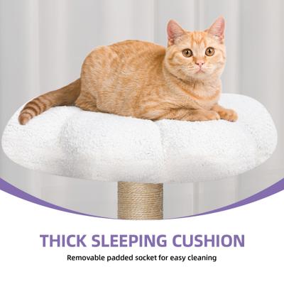 Show full view: Wooflex 47.2-in Fleece Flower Cat Tree Tower & Condo with Sisal Scratching Posts & Board, Purple/White slide 4 of 7