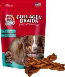 Country Kitchen NoHide Beef Collagen Braids Dog Treats, 4 count