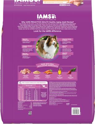 Show full view: Iams Proactive Health Healthy Aging with Real Chicken Senior Dry Dog Food, 29.1-lb bag slide 3 of 11