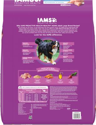Show full view: Iams Proactive Health Healthy Aging Large Breed Adult Senior with Real Chicken Dry Dog Food, 30-lb bag slide 3 of 11