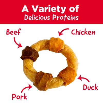 Show full view: Country Kitchen No-Hide Chicken, Beef, Pork & Duck Combo Ring Dog Treats, 5 count slide 4 of 8