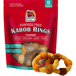 Country Kitchen No-Hide Chicken, Beef, Pork & Duck Combo Ring Dog Treats, 5 count