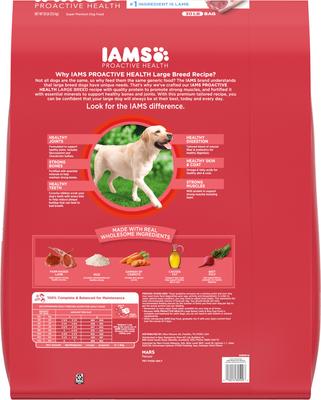 Show full view: Iams Proactive Health Large Breed Adult Lamb & Rice Recipe Dry Dog Food, 30-lb bag slide 3 of 11