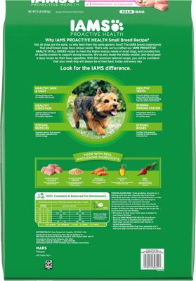 Show full view: Iams Proactive Health Small Breed Adult with Real Chicken Dry Dog Food, 15-lb bag slide 3 of 11