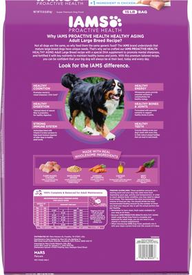 Show full view: Iams Proactive Health Healthy Aging Large Breed Adult Senior with Real Chicken Dry Dog Food, 15-lb bag slide 3 of 11