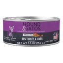 Hound & Gatos 98% Turkey & Liver Formula Grain-Free Canned Cat Food, 5.5-oz, case of 24