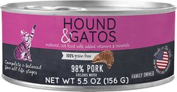 Hound & Gatos Pork Flavored Cat Wet Food, 5.5-oz can, 24 count