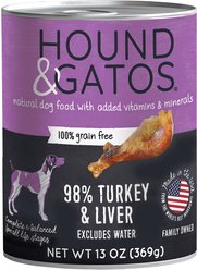 Hound & Gatos 98% Turkey & Liver Grain-Free Dog Food, 13-oz, case of 12