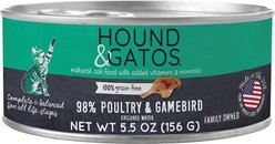 Hound & Gatos 98% Gamebird Poultry Formula Grain-Free Canned Cat Food, 5.5-oz, case of 24
