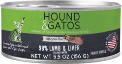 Hound & Gatos 98% Lamb & Liver Formula Grain-Free Canned Cat Food, 5.5-oz, case of 24