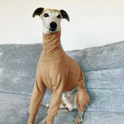 Pebot Gumdrop Fleece Onesie Dog & Cat Pajamas, Camel, 16