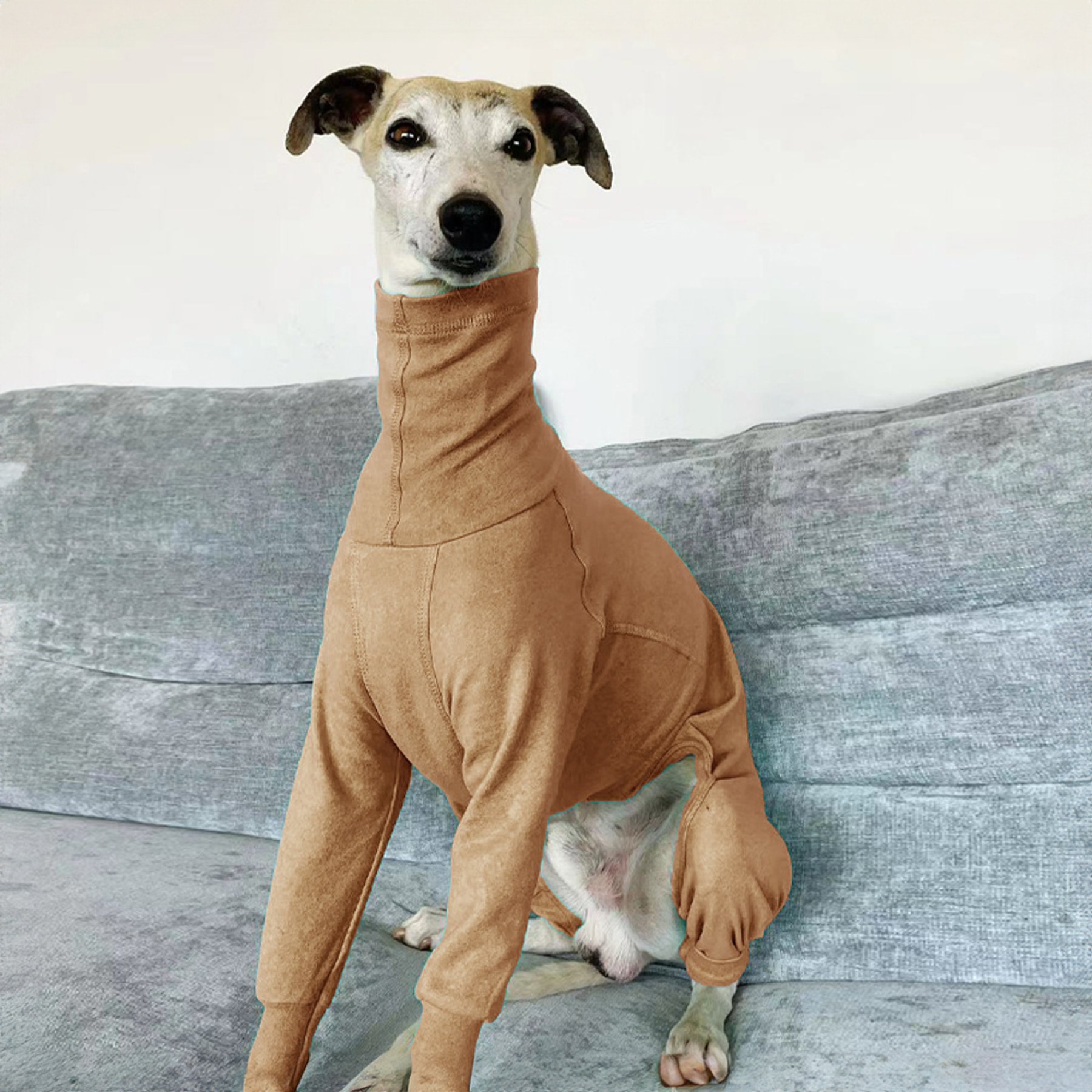 Pebot Gumdrop Fleece Onesie Dog & Cat Pajamas, Camel, 16