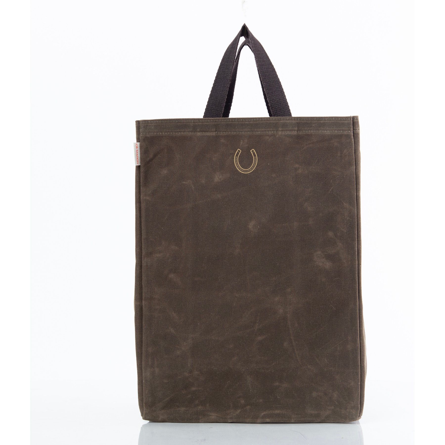 CB Station Waxed Market Tote Bag, Olive, Horseshoe