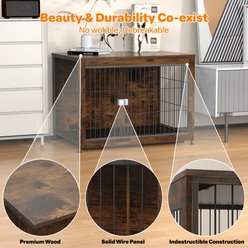 Xbrigh Escape-Proof Lockable Wooden Furniture-Style Dog Cage with Tray Base, Brown, Large: 43 inch slide 2 of 6
