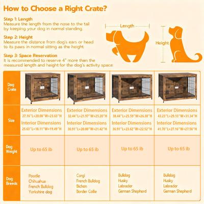 Show full view: Xbrigh Indestructible Escape-Proof Locks Wooden Double Door Furniture Style End Table Dog Crate, Aged Black, Small: 32 inch slide 7 of 9