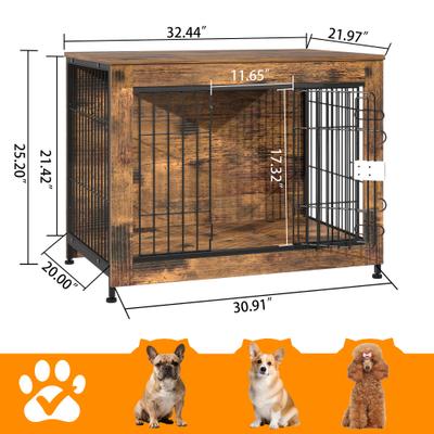 Show full view: Xbrigh Indestructible Escape-Proof Locks Wooden Double Door Furniture Style End Table Dog Crate, Aged Black, Small: 32 inch slide 6 of 9