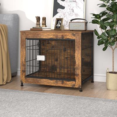 Show full view: Xbrigh Indestructible Escape-Proof Locks Wooden Double Door Furniture Style End Table Dog Crate, Aged Black, X-Small: 27 inch slide 5 of 10