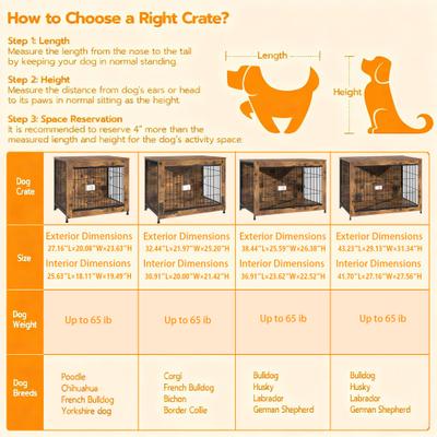 Show full view: Xbrigh Indestructible Escape-Proof Locks Wooden Double Door Furniture Style End Table Dog Crate, Aged Black, X-Small: 27 inch slide 8 of 10