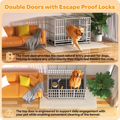 Show full view: Xbrigh Heavy Duty Indestructible Escape Proof Steel Dog Crate, Silver, Large: 48-in slide 4 of 9