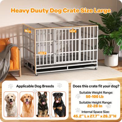 Show full view: Xbrigh Heavy Duty Indestructible Escape Proof Steel Dog Crate, Silver, Large: 48-in slide 3 of 9