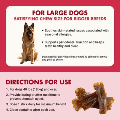 Show full view: Liquid-Vet MAGIC-STIX Skin, Teeth & Fun in One Chicken Flavor Chew Supplement for Medium & Large Dogs, 30 count slide 7 of 10