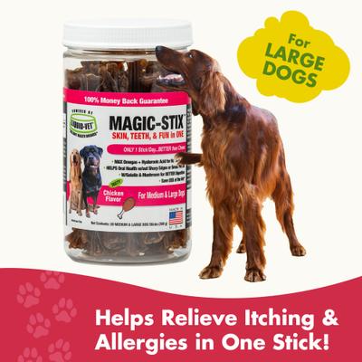 Show full view: Liquid-Vet MAGIC-STIX Skin, Teeth & Fun in One Chicken Flavor Chew Supplement for Medium & Large Dogs, 30 count slide 3 of 10