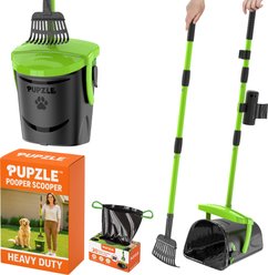 Pupzle Dog Pooper Scooper with Bag Attachment, Lavender Scented, Green, 25 Refill bags