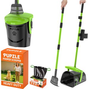 Pupzle Dog Pooper Scooper with Bag Attachment, Lavender Scented, Green, 25 Refill bags
