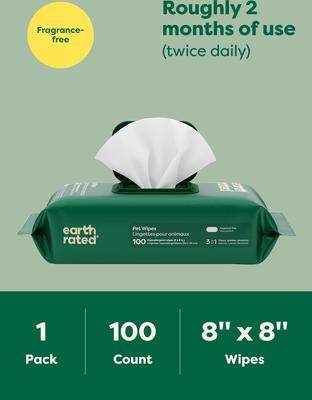 Show full view: Earth Rated Thick Hypoallergenic 3-in-1 Dog Grooming Wipes, Unscented, 100 count slide 7 of 9
