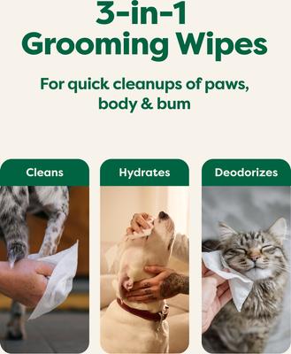 Show full view: Earth Rated Thick Hypoallergenic 3-in-1 Dog Grooming Wipes, Unscented, 100 count slide 3 of 9