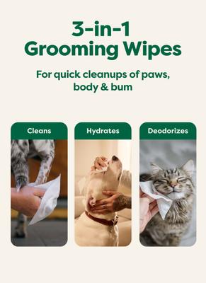 Show full view: Earth Rated Thick Hypoallergenic 3-in-1 Dog Grooming Wipes, Unscented, 100 count slide 5 of 12