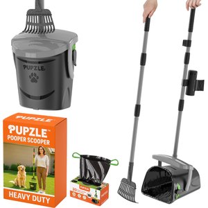 Pupzle Dog Pooper Scooper with Bag Attachment, Lavender Scented, Grey, 25 Refill bags