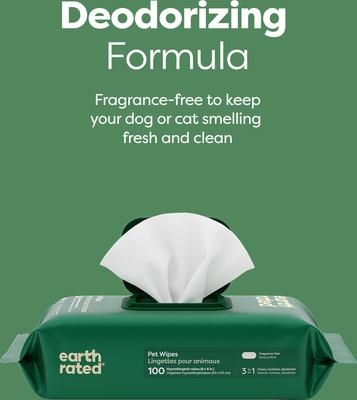 Show full view: Earth Rated Thick Hypoallergenic 3-in-1 Dog Grooming Wipes, Unscented, 100 count slide 4 of 9