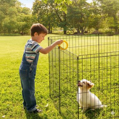 Show full view: Pet Adobe 8-Panel Folding Metal Dog & Cat Playpen & Door, Black, Large slide 10 of 11