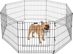 Pet Adobe 8-Panel Folding Metal Dog & Cat Playpen & Door, Black, Small