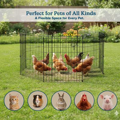 Show full view: Pet Adobe 8-Panel Folding Metal Dog & Cat Playpen & Door, Black, Small slide 7 of 11