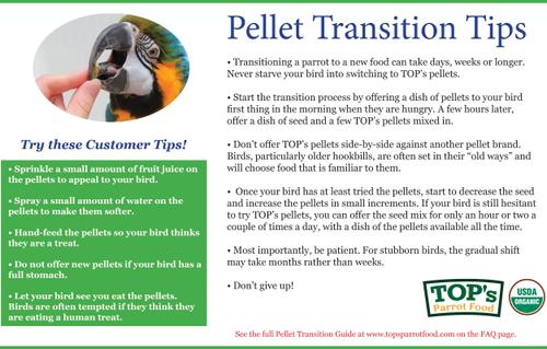 Show full view: TOP's Parrot Food Non-GMO Pellets Small Hooksbills Bird Food, 10-lb bag slide 3 of 4