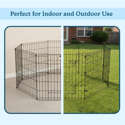 Show full view: Pet Adobe 8-Panel Folding Metal Dog & Cat Playpen & Door, Black, Small slide 5 of 11