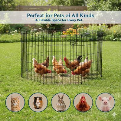 Show full view: Pet Adobe 8-Panel Folding Metal Dog & Cat Playpen & Door, Black, Large slide 8 of 11